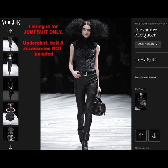 Alexander McQueen Fall 2008 Runway Look 8 Catsuit Jumpsuit Brocade Goth IT38 XS